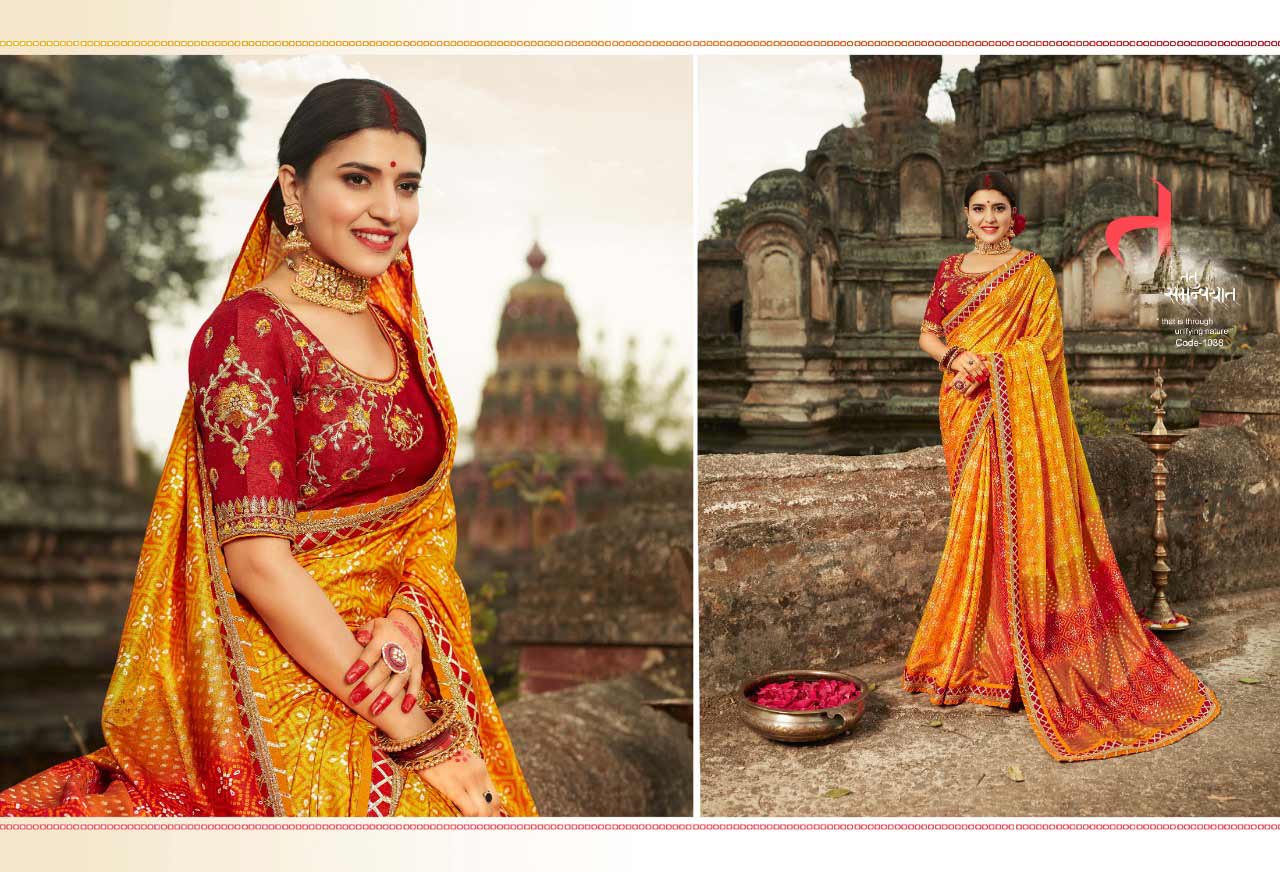 Bandhej Vol 9 Kessi Dola Silk Embroidery Bandhani Style Printed Fancy Saree Bandhej Vol 9 Kessi Dola Silk Embroidery Bandhani Style Printed Fancy Saree